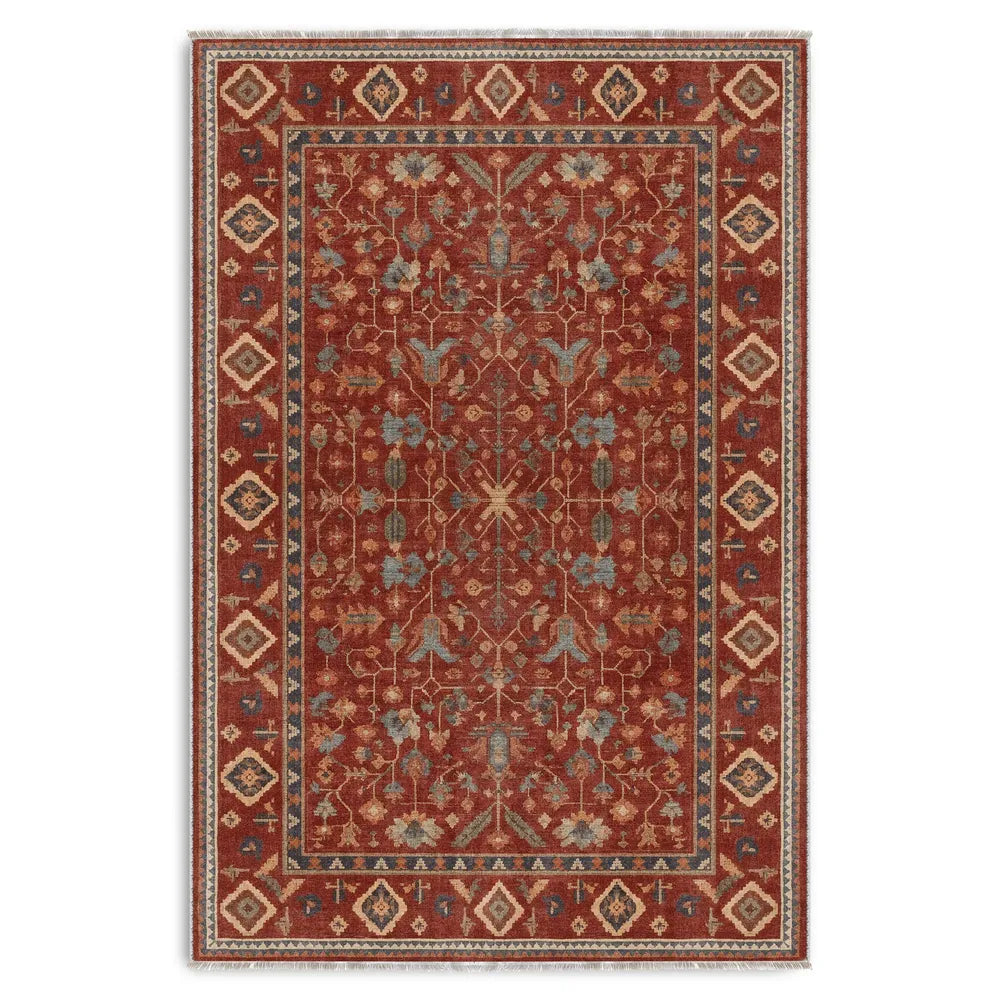 Tapis Ethnique Bordeaux Lavable Aline, vue 10