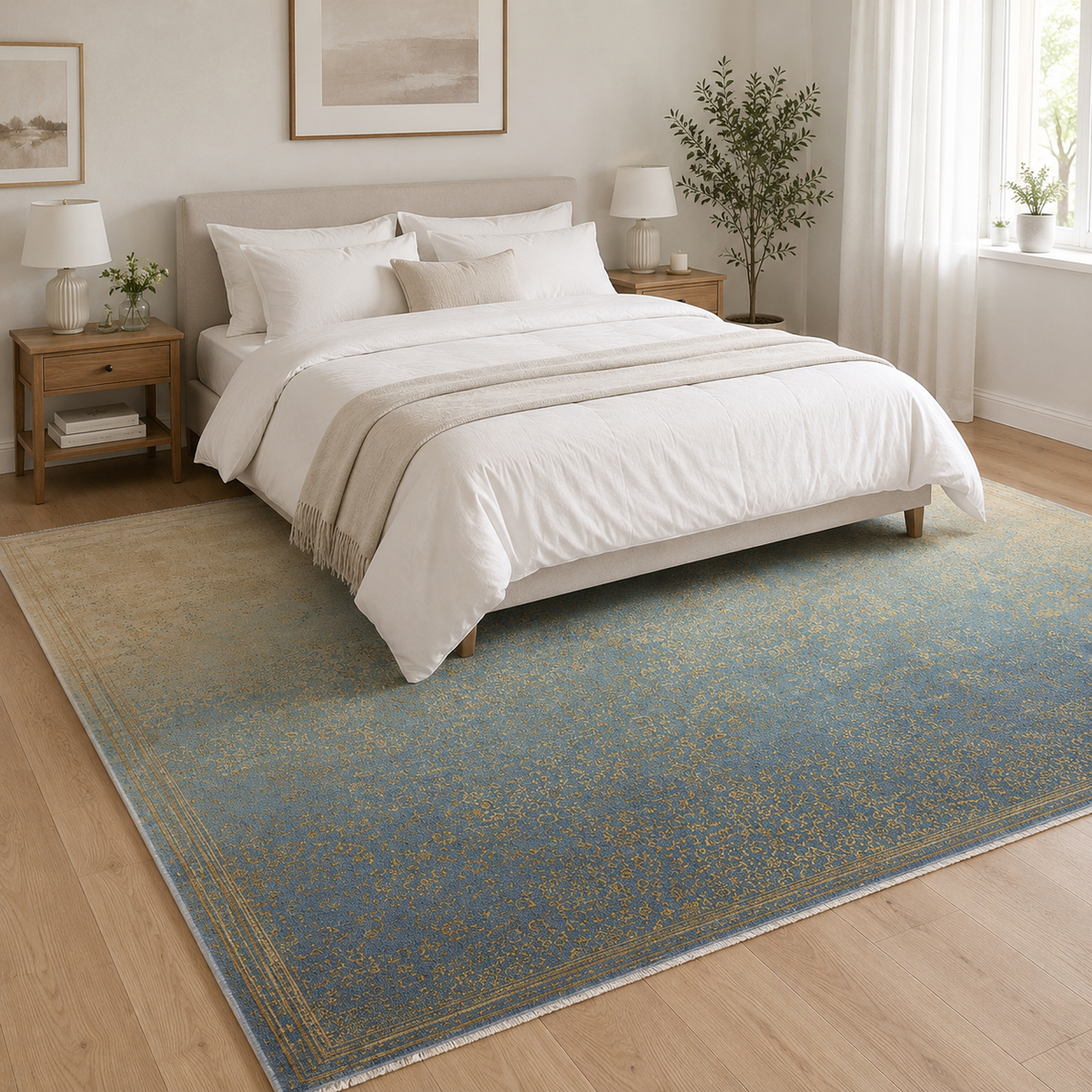 Tapis Abstrait Bleu Marine Lavable Bérénice, vue 5
