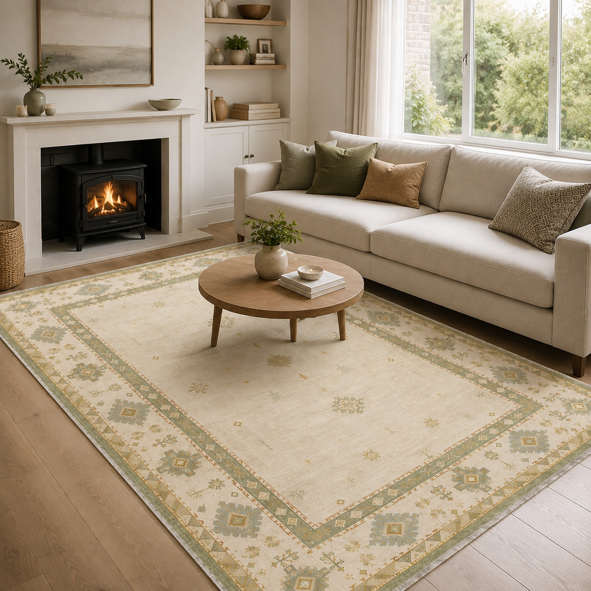 Tapis Ethnique Crème et Blanc Lavable Aline, vue 3