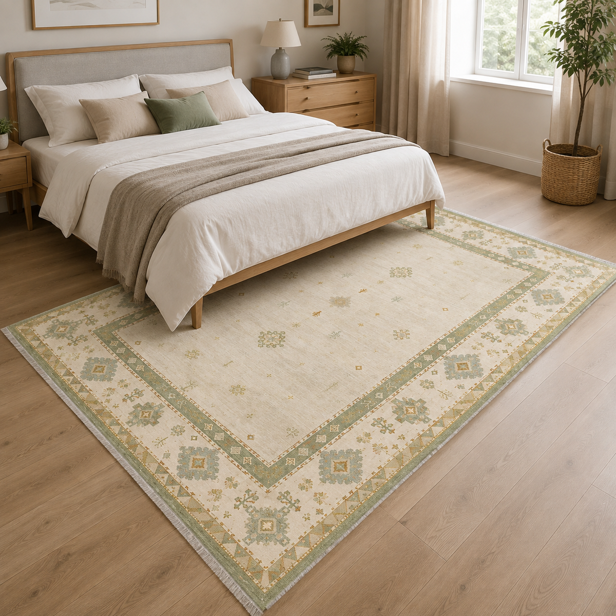 Tapis Ethnique Crème et Blanc Lavable Aline, vue 4