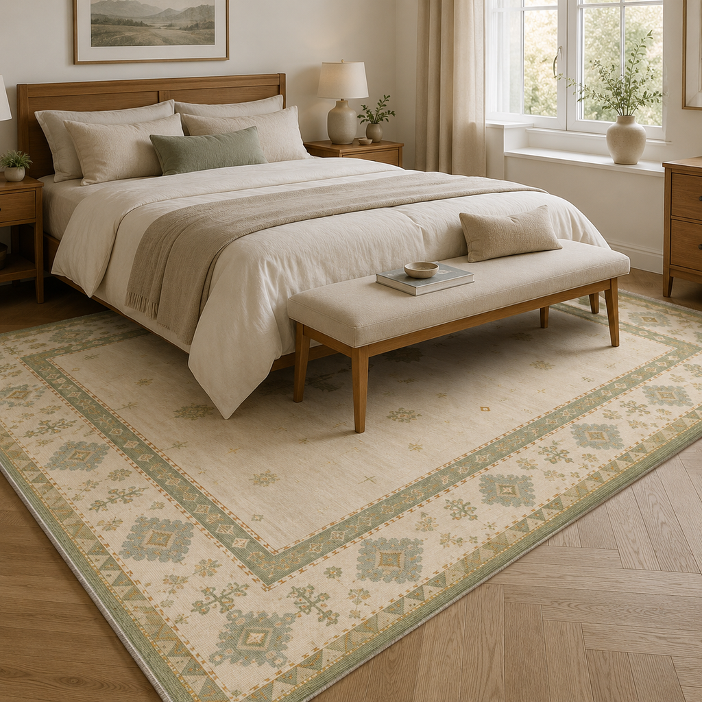 Tapis Ethnique Crème et Blanc Lavable Aline, vue 5