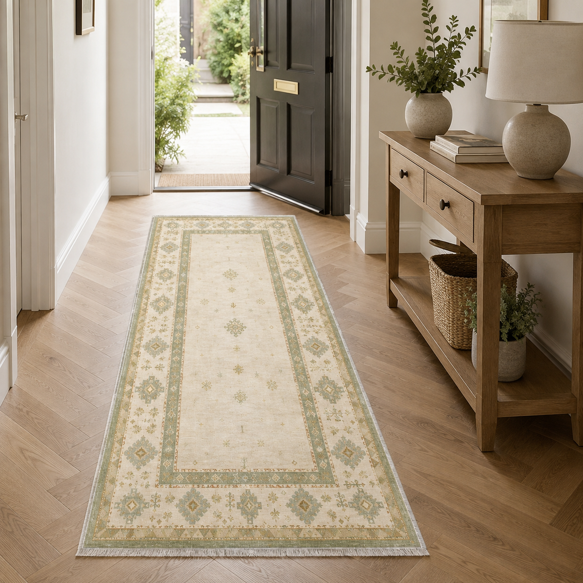 Tapis Ethnique Crème et Blanc Lavable Aline, vue 8