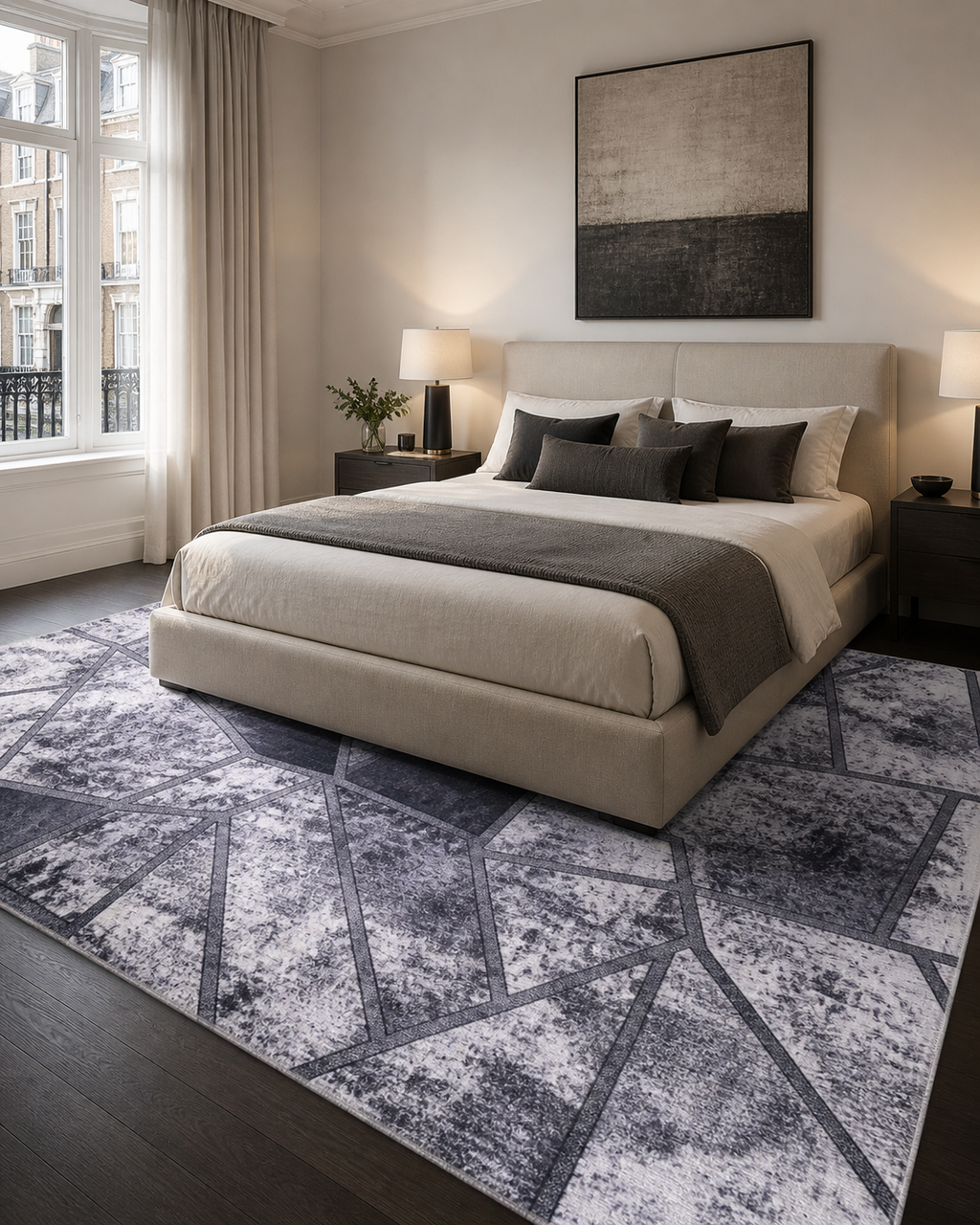 Tapis Abstrait Gris Lavable Isée, vue 8