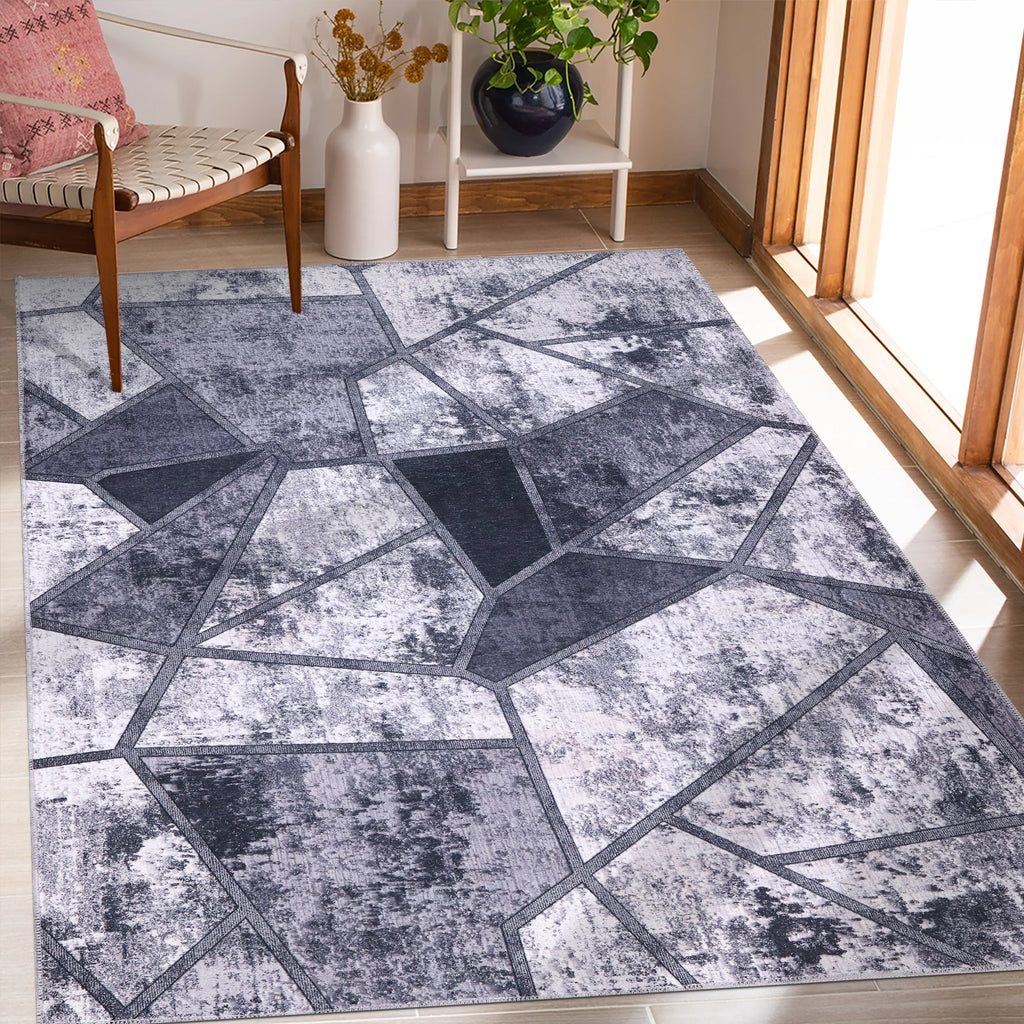 Tapis Abstrait Gris Lavable Isée, vue 9