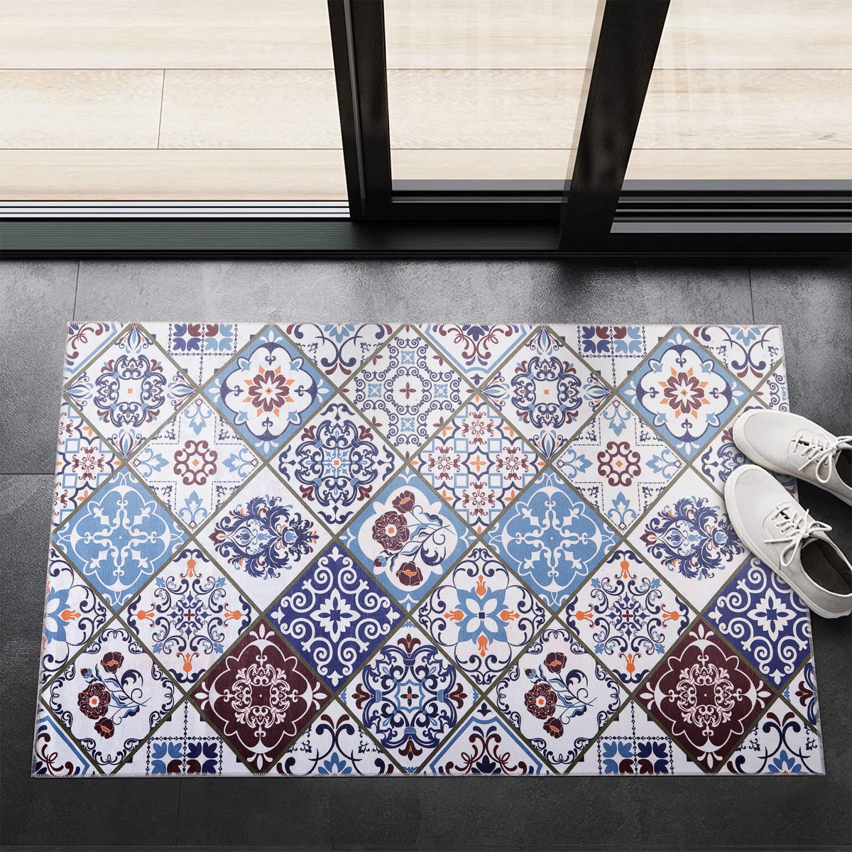 Tapis Ethnique Crème et Blanc Lavable Solveig, vue 7