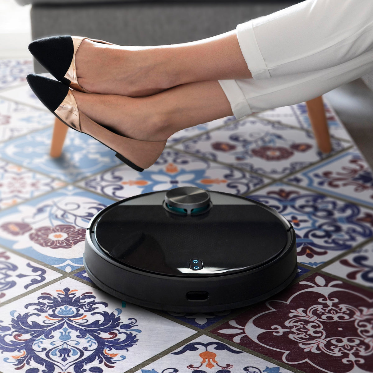 Tapis Ethnique Crème et Blanc Lavable Solveig, vue 8