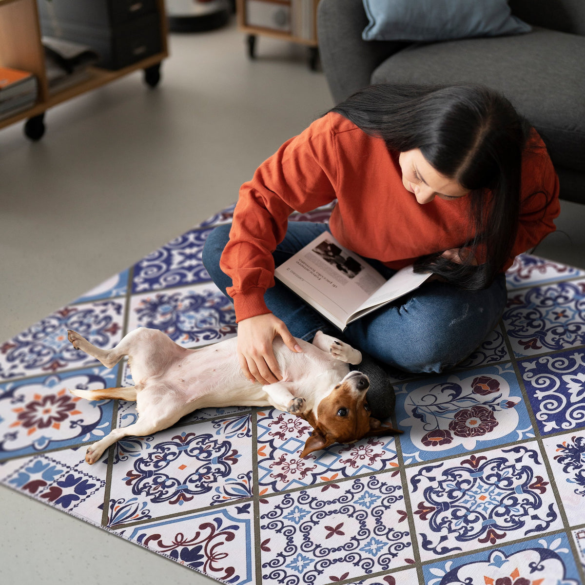 Tapis Ethnique Crème et Blanc Lavable Solveig, vue 9