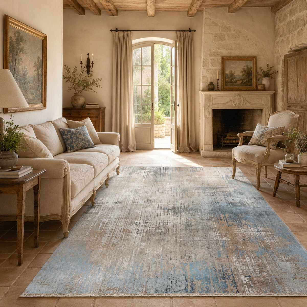 Tapis Géométrique Moderne Bleu Marine Lavable Julia, vue 6