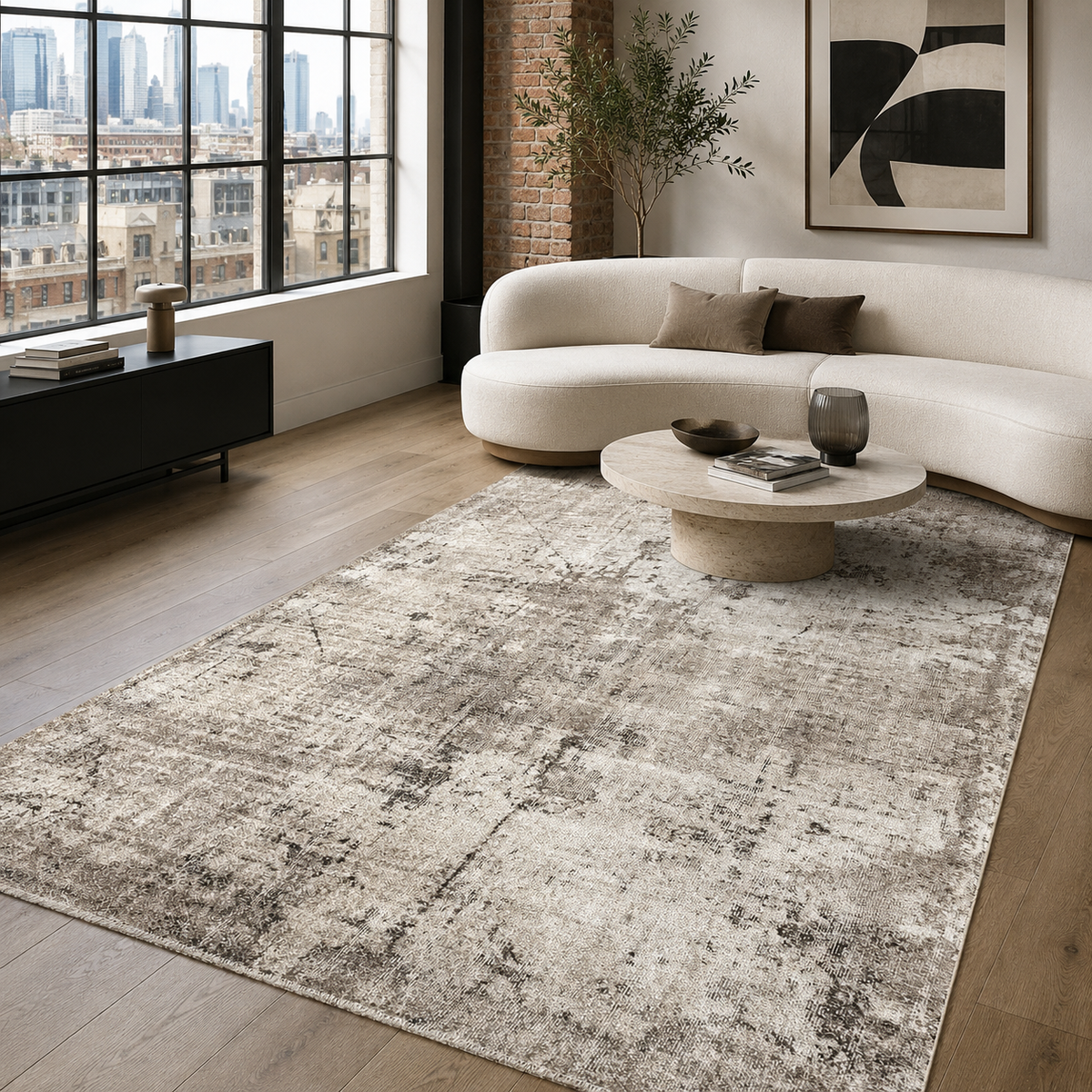 Tapis Vintage Bleu Marine Lavable Domitille, vue 10