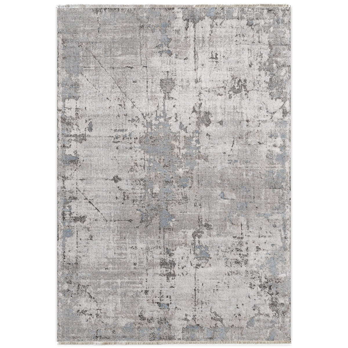 Détail du motif du tapis vintage bleu marine lavable Cassiopée
