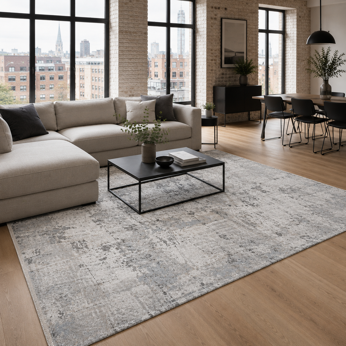 Tapis Vintage Bleu Marine Lavable Cassiopée, vue 5