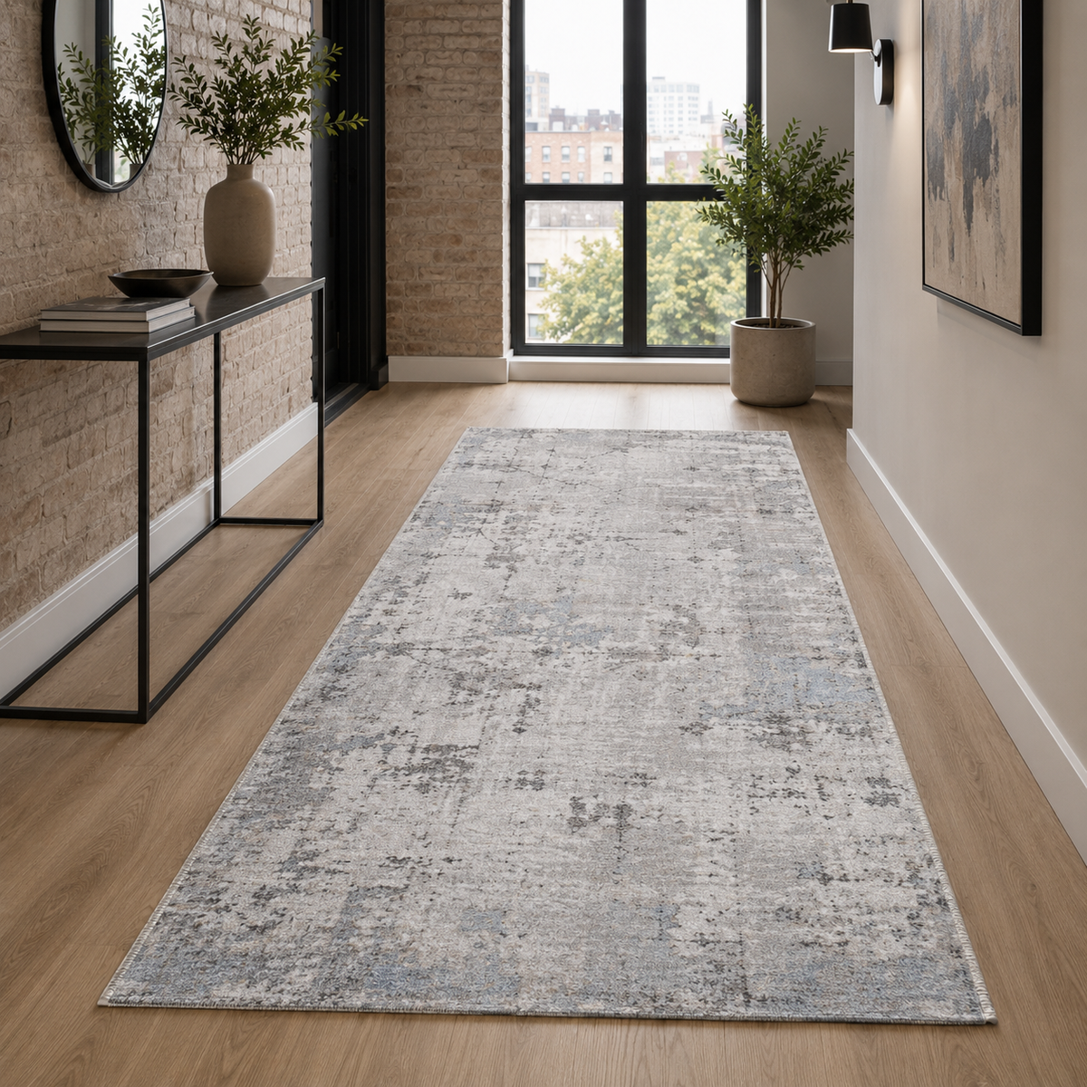 Tapis Vintage Bleu Marine Lavable Cassiopée, vue 9