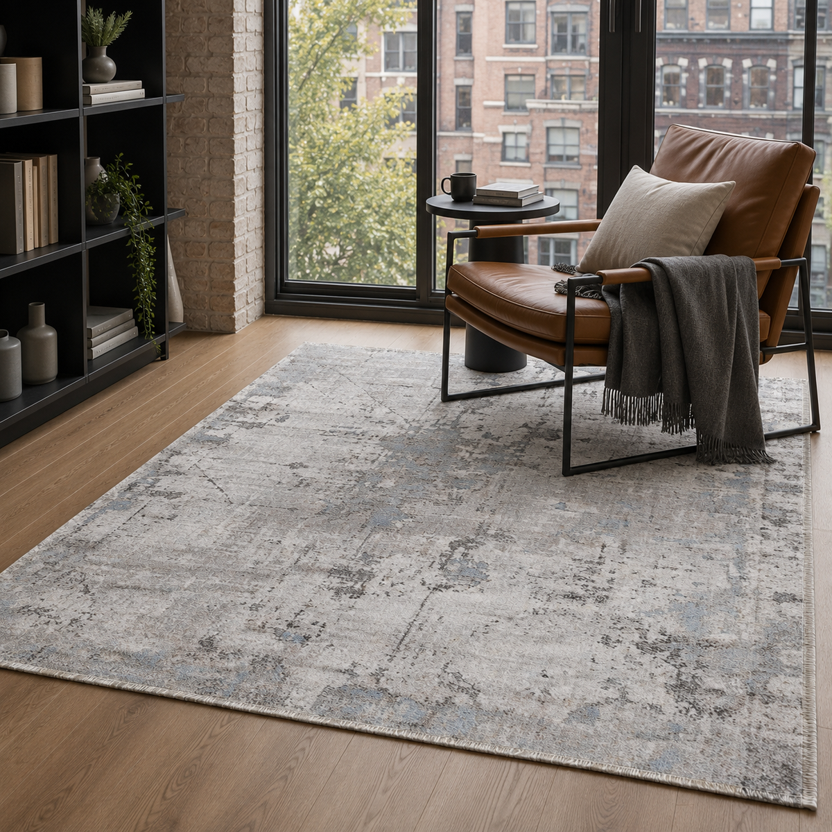 Tapis Vintage Bleu Marine Lavable Cassiopée, vue 10