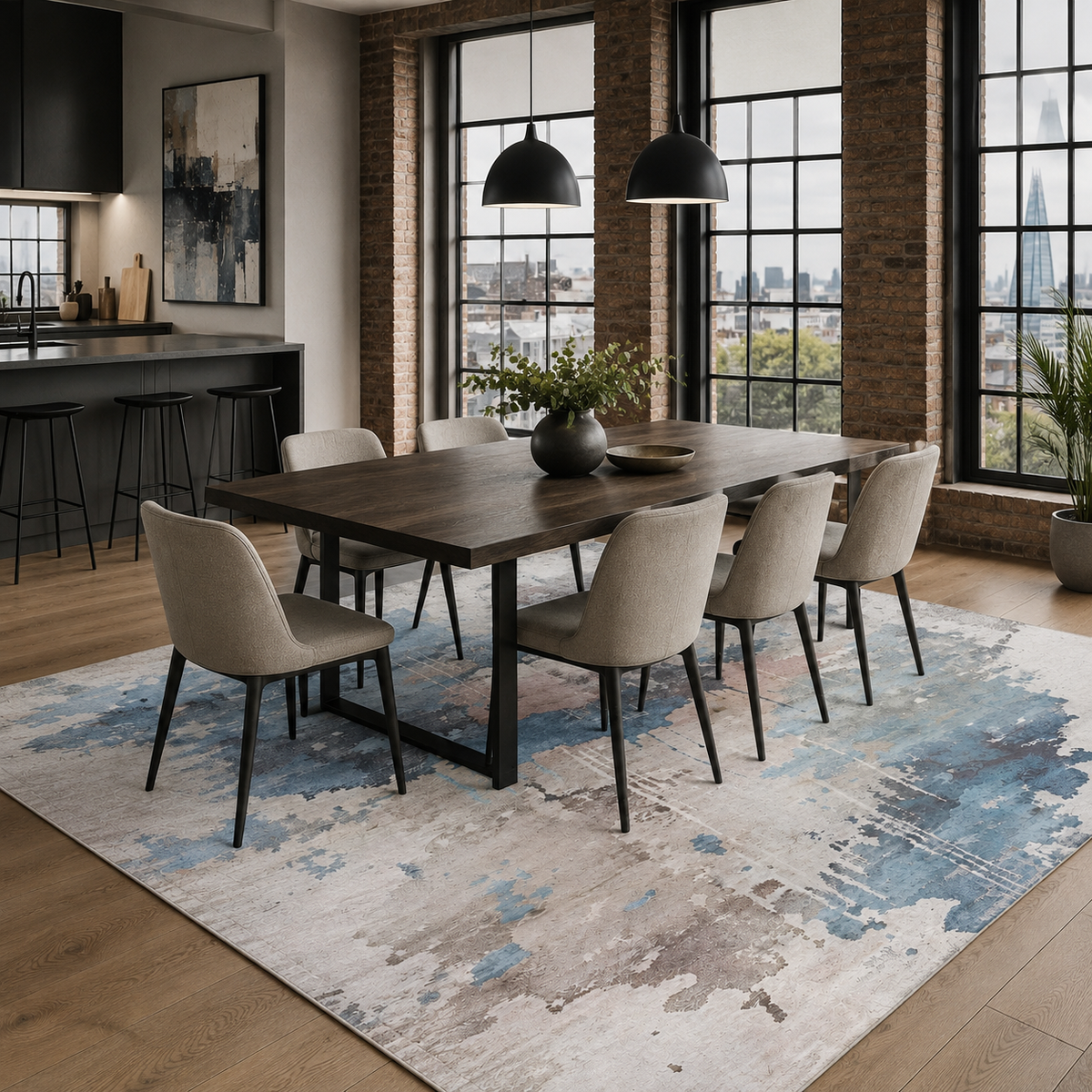 Tapis Moderne Bleu Marine Lavable Joséphine, vue 3
