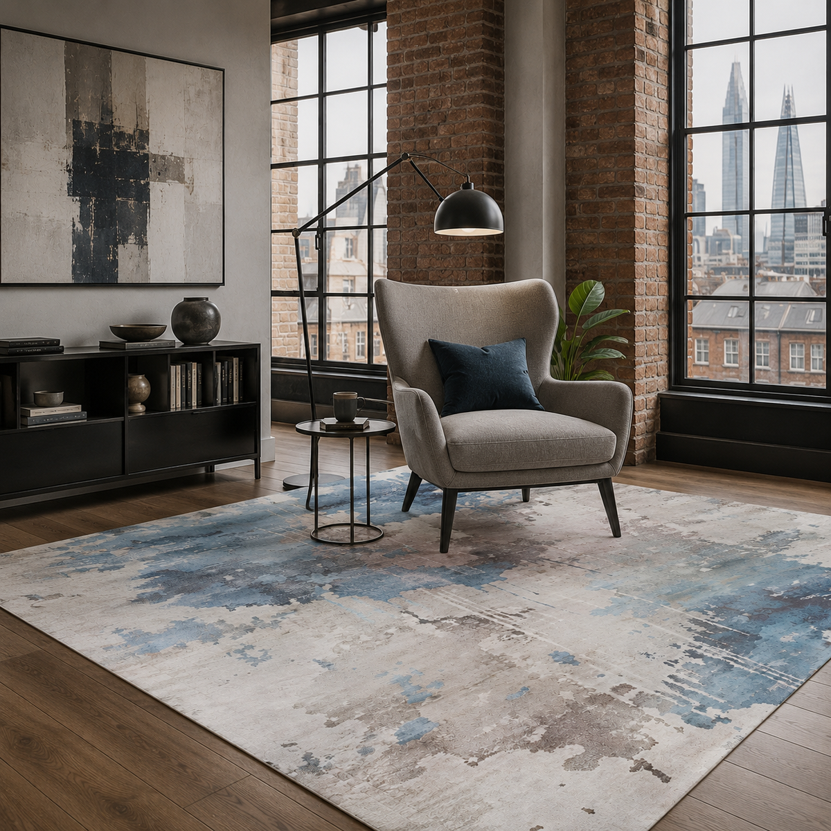 Tapis Moderne Bleu Marine Lavable Joséphine, vue 4