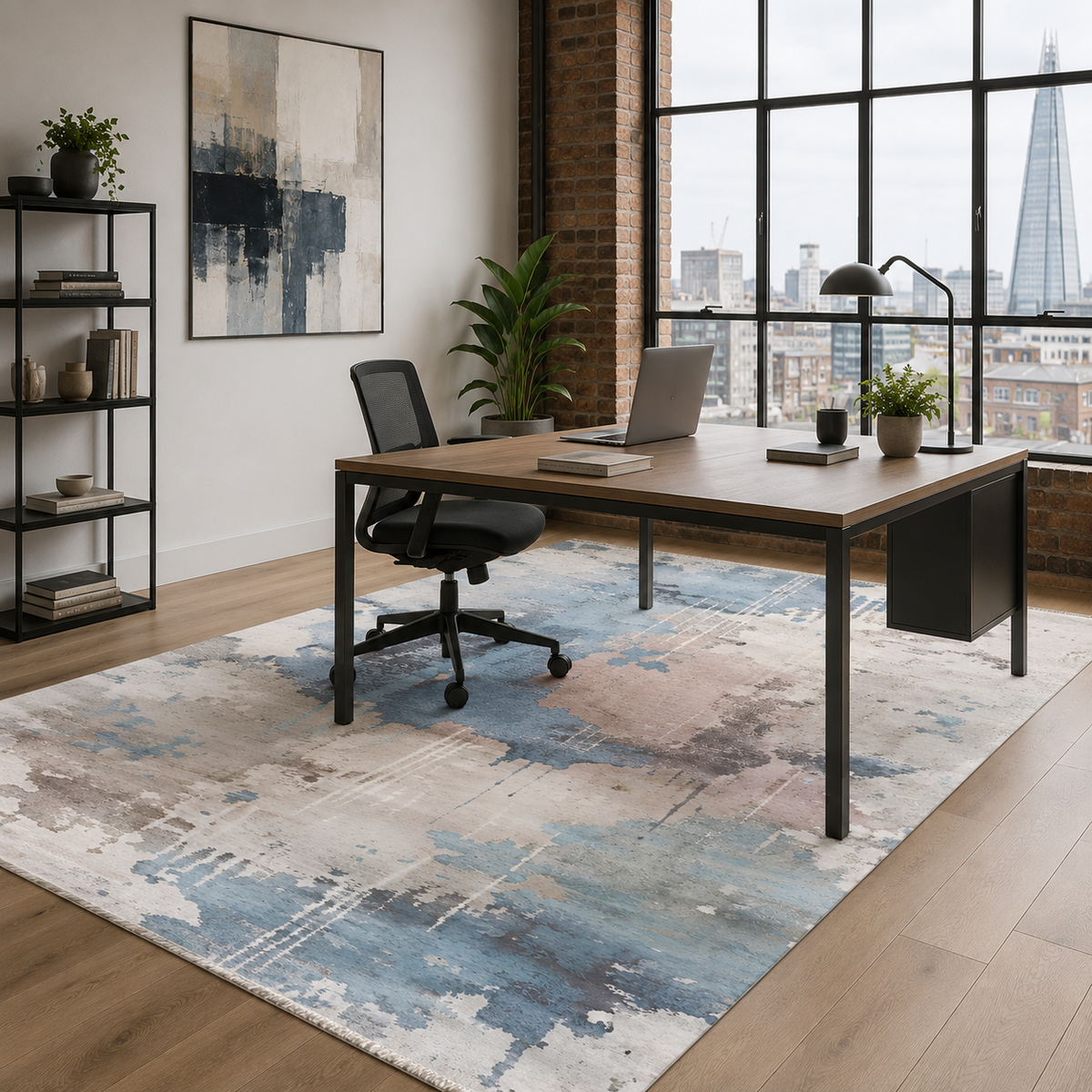 Tapis Moderne Bleu Marine Lavable Joséphine, vue 5