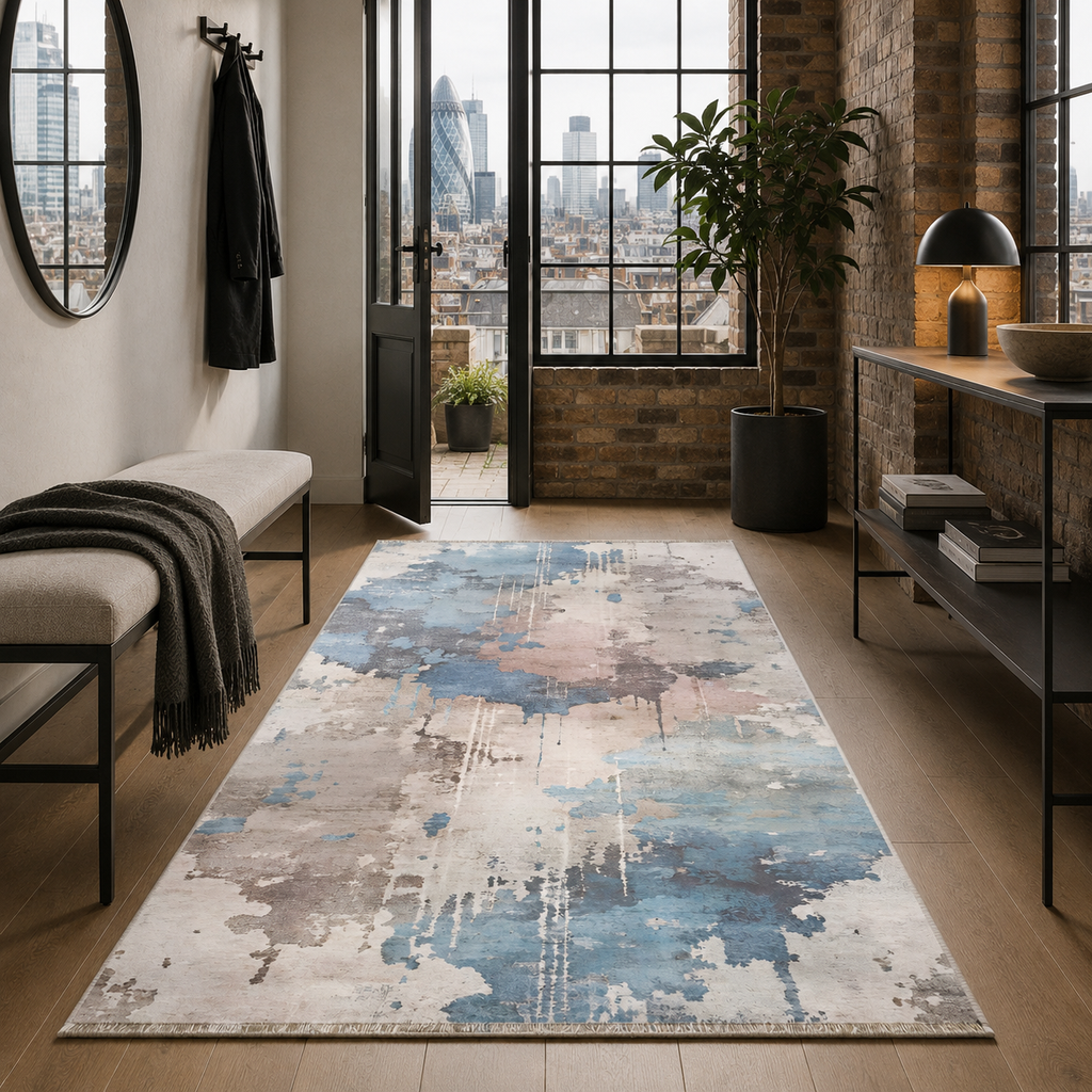 Tapis Moderne Bleu Marine Lavable Joséphine, vue 6