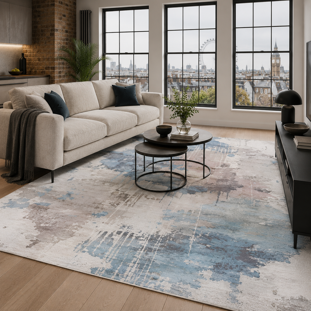 Tapis Moderne Bleu Marine Lavable Joséphine, vue 7