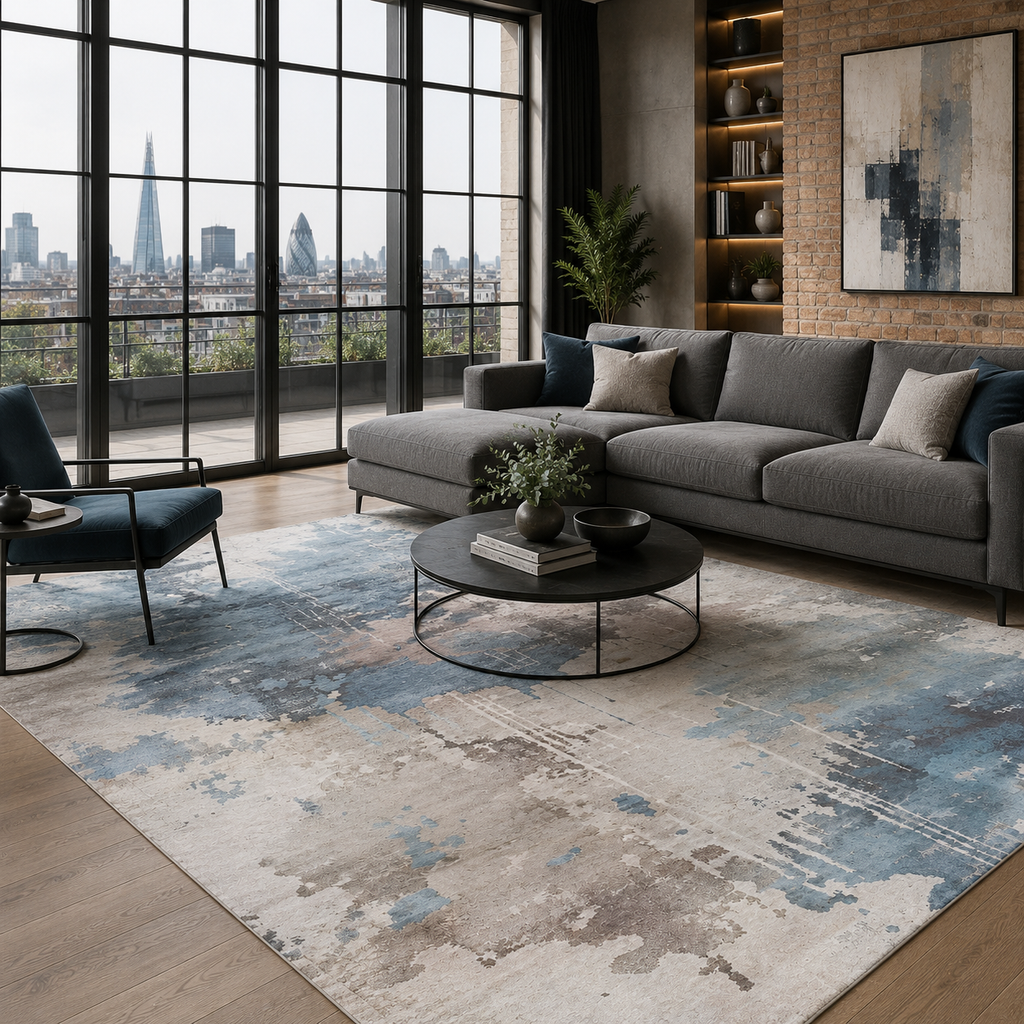 Tapis Moderne Bleu Marine Lavable Joséphine, vue 8