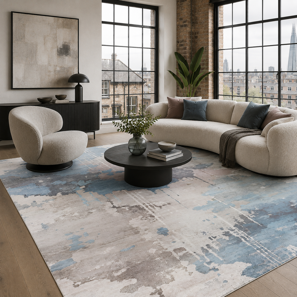 Tapis Moderne Bleu Marine Lavable Joséphine, vue 10