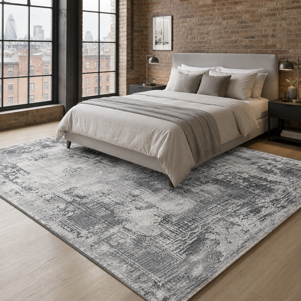 Tapis Vintage Gris Lavable Perrine, vue 3