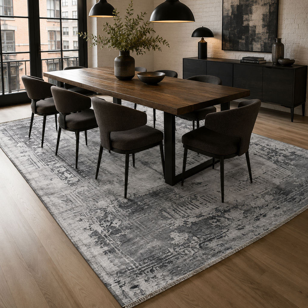 Tapis Vintage Gris Lavable Perrine, vue 4