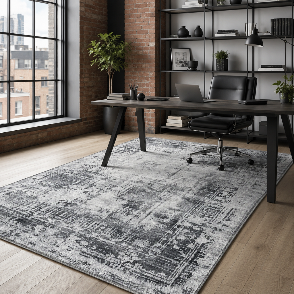 Tapis Vintage Gris Lavable Perrine, vue 5