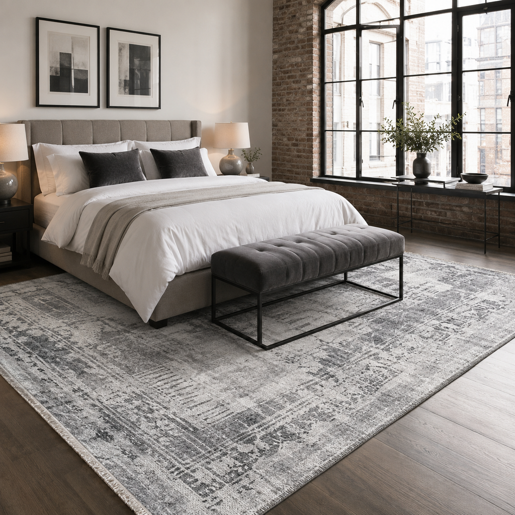 Tapis Vintage Gris Lavable Perrine, vue 9