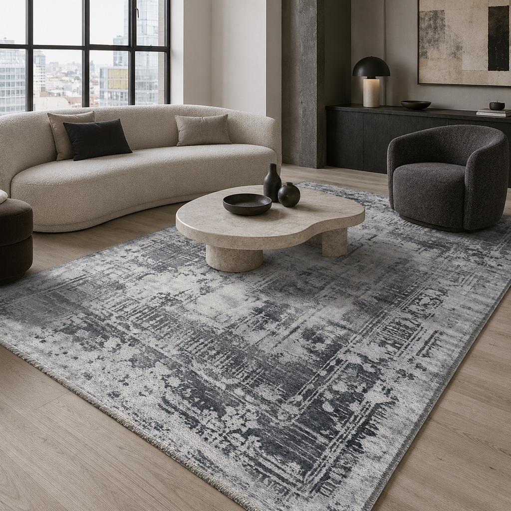 Tapis Vintage Gris Lavable Perrine, vue 10