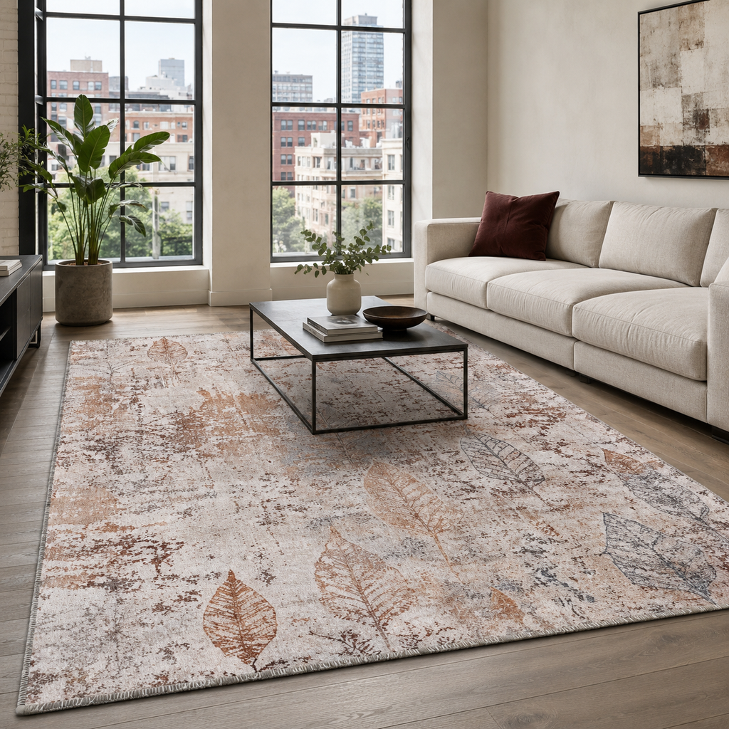Tapis Géométrique Moderne Bleu Marine Lavable Stella, vue principale