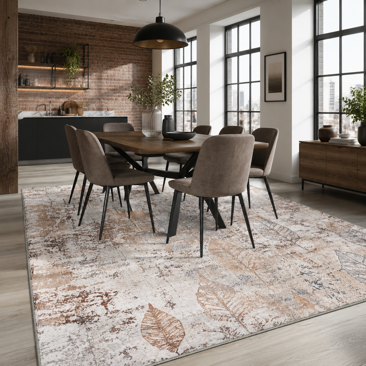 Tapis Géométrique Moderne Bleu Marine Lavable Stella, vue 3