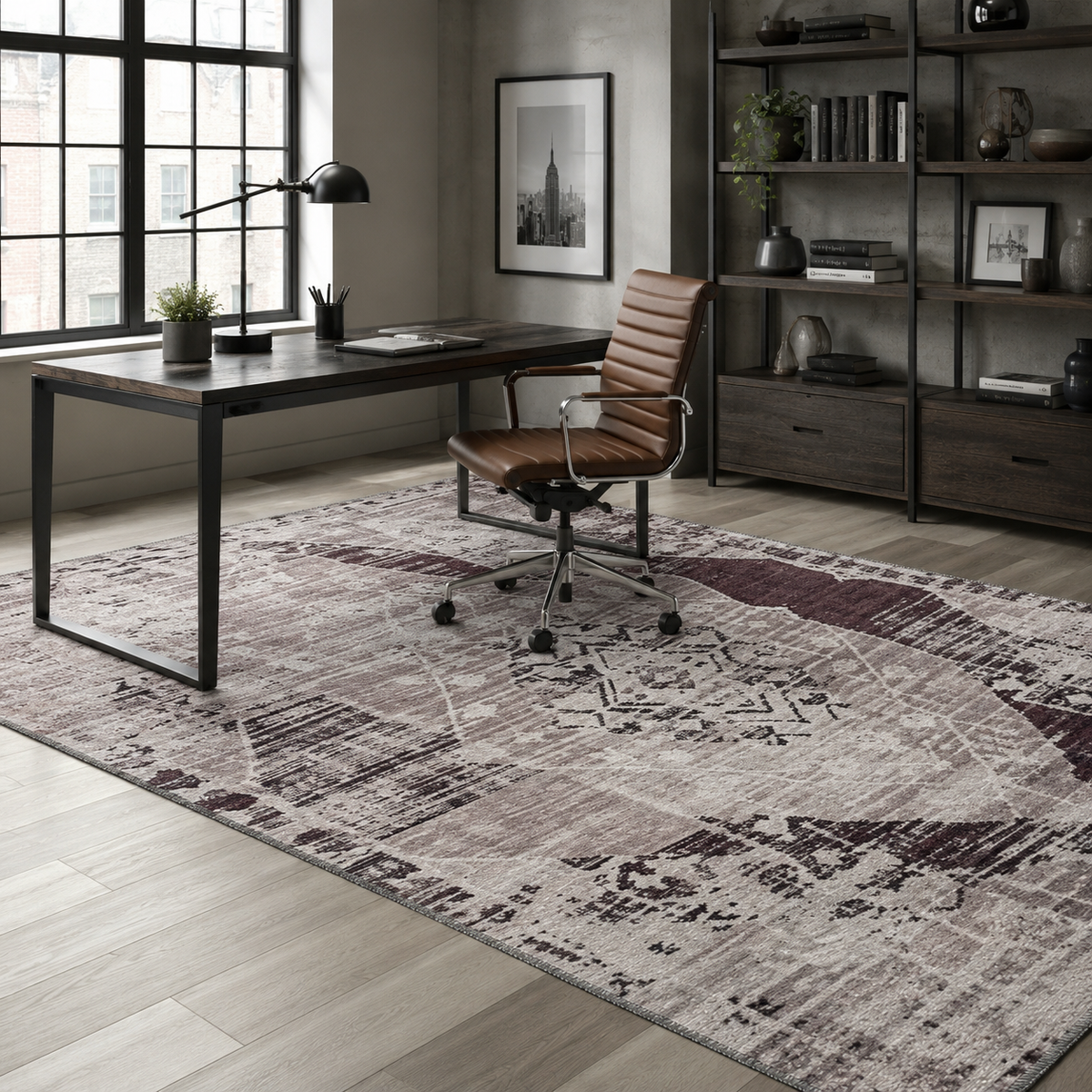 Tapis Géométrique Moderne Bleu Marine Lavable Stella, vue 4