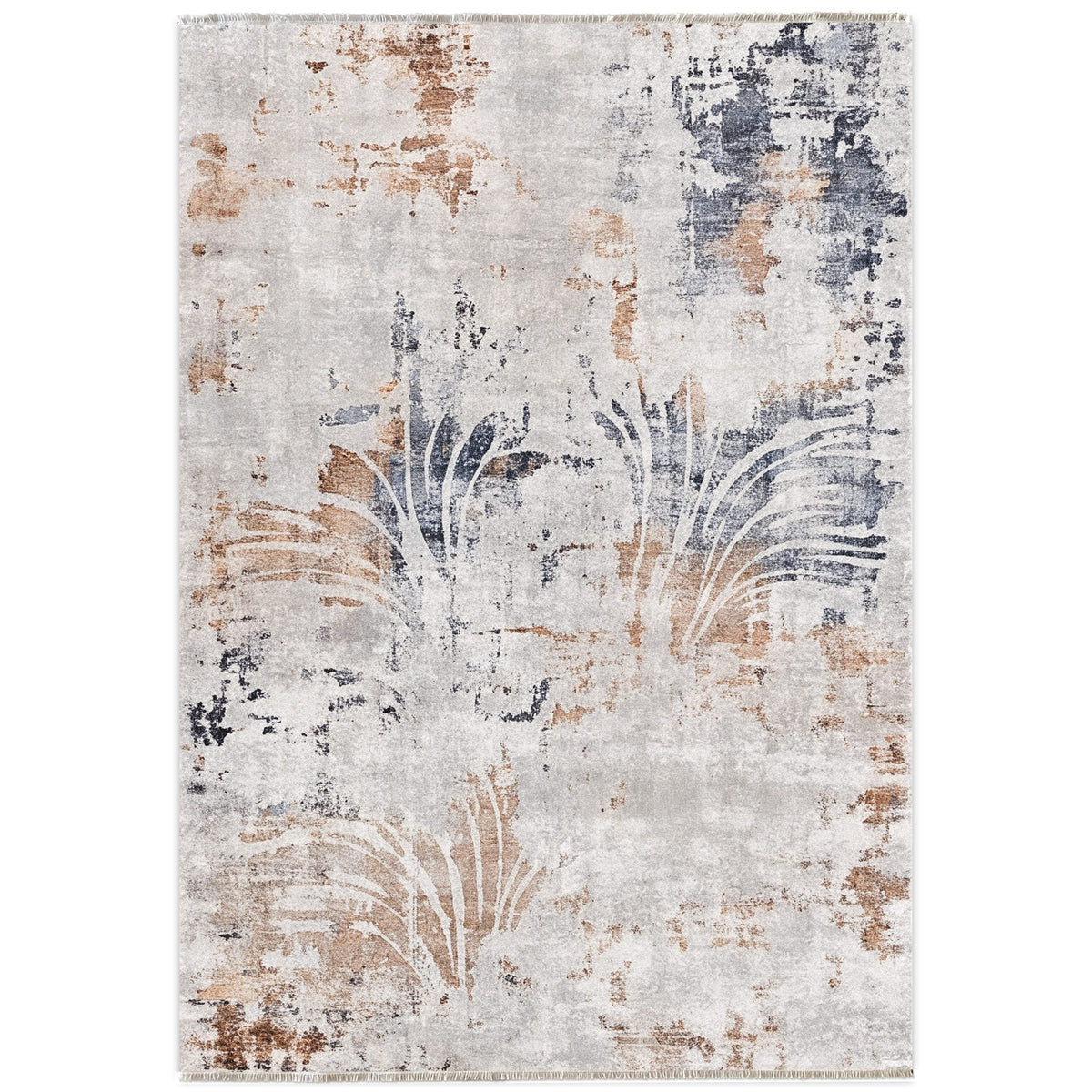 Détail du motif du tapis moderne bleu marine lavable Diane
