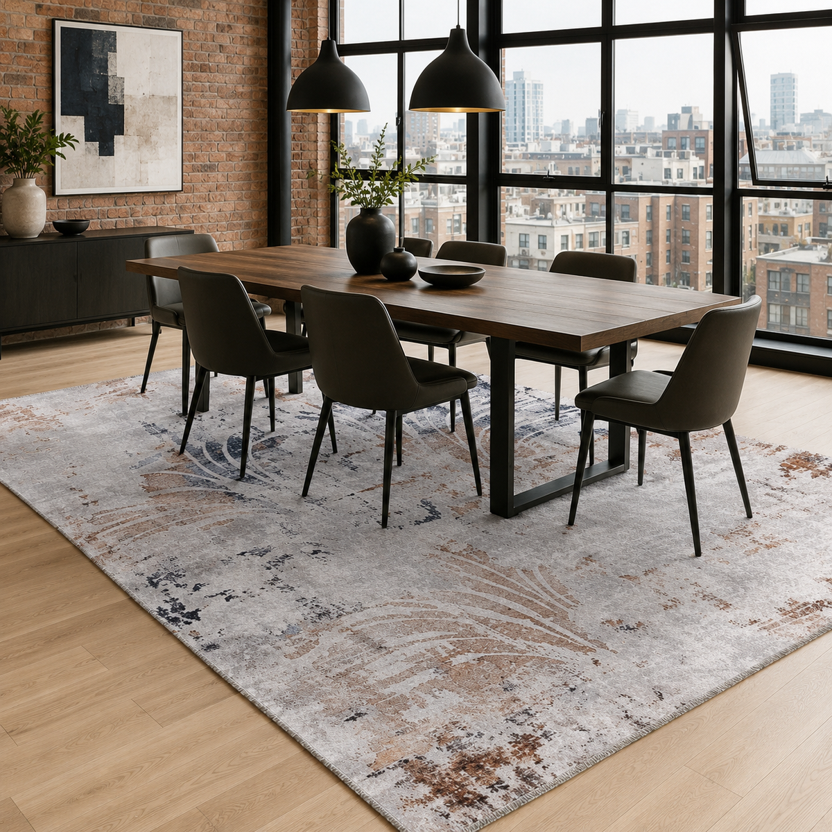 Tapis Moderne Bleu Marine Lavable Diane, vue 3