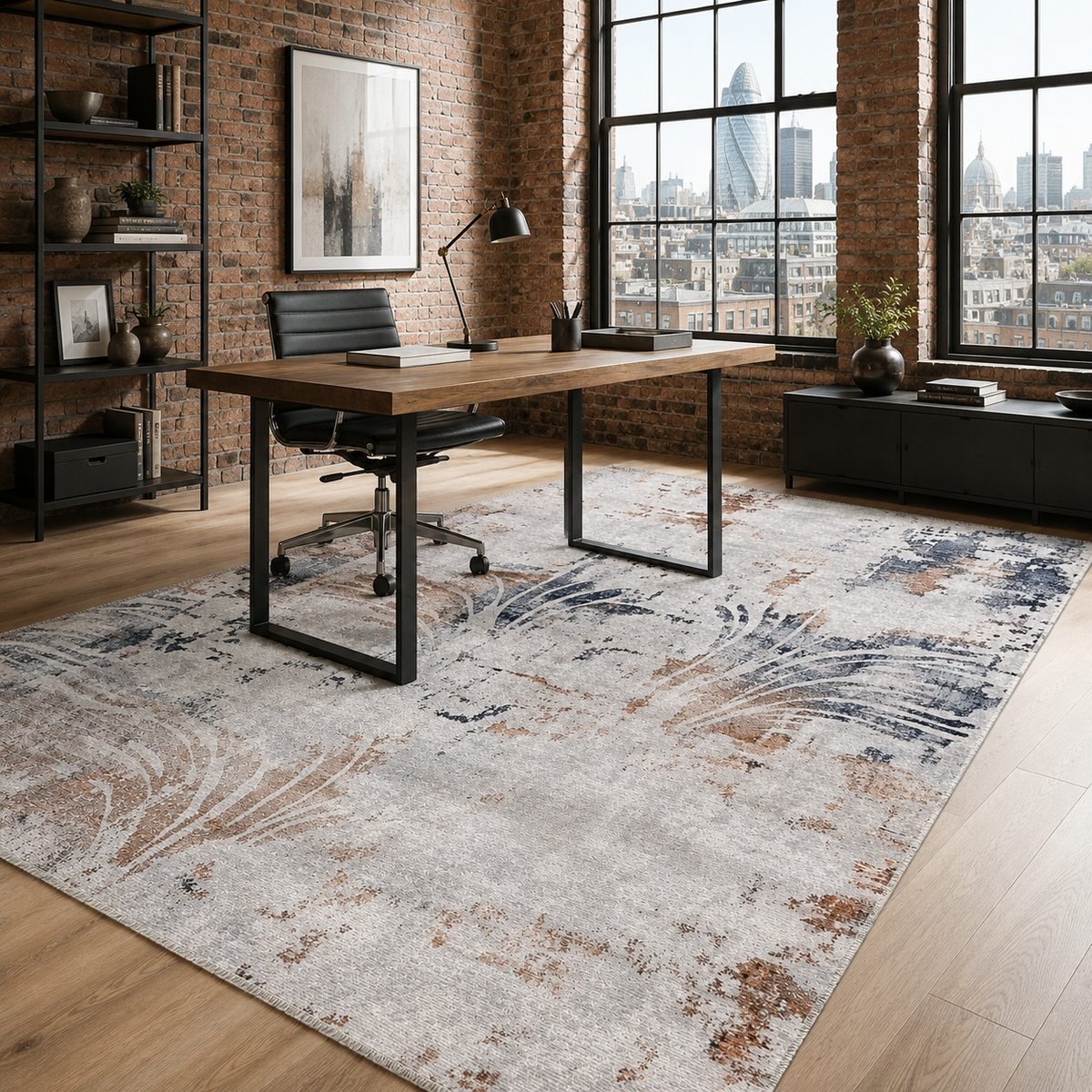 Tapis Moderne Bleu Marine Lavable Diane, vue 5
