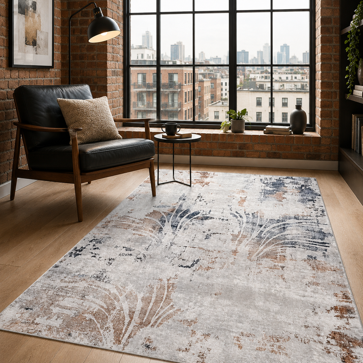 Tapis Moderne Bleu Marine Lavable Diane, vue 6