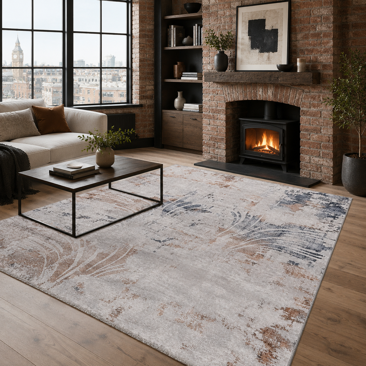 Tapis Moderne Bleu Marine Lavable Diane, vue 7