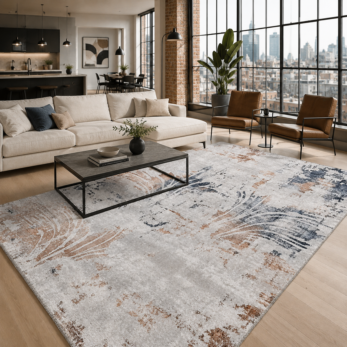 Tapis Moderne Bleu Marine Lavable Diane, vue 8
