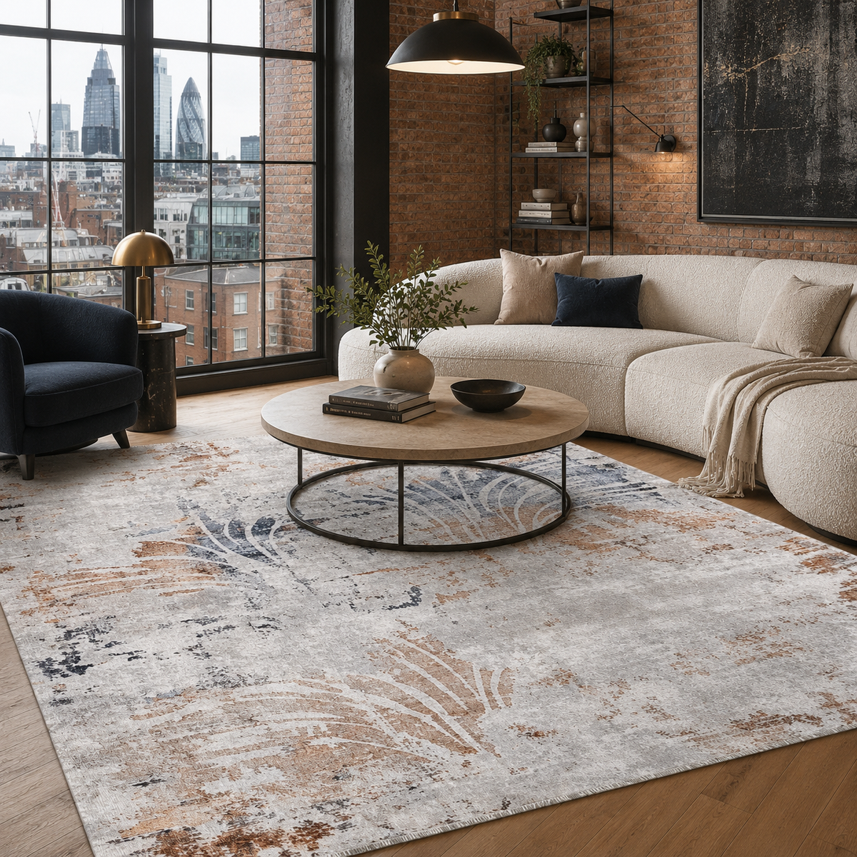 Tapis Moderne Bleu Marine Lavable Diane, vue 10