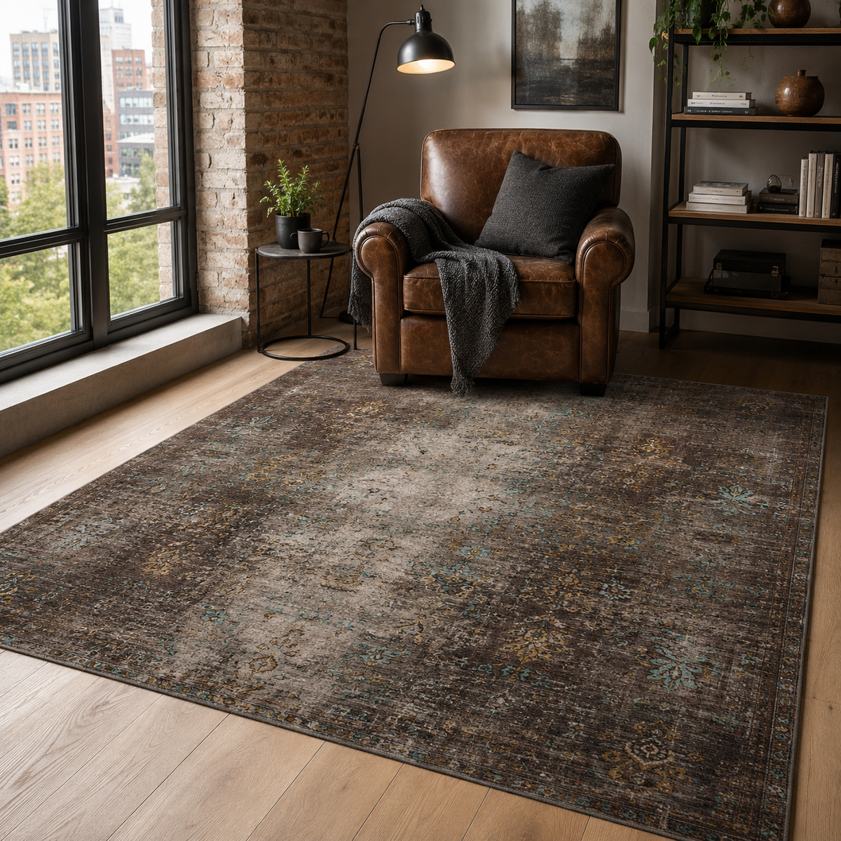 Tapis Moderne Bleu Marine Lavable Amina, vue 8