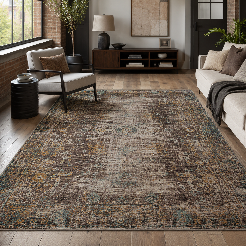 Tapis Moderne Bleu Marine Lavable Amina, vue 10