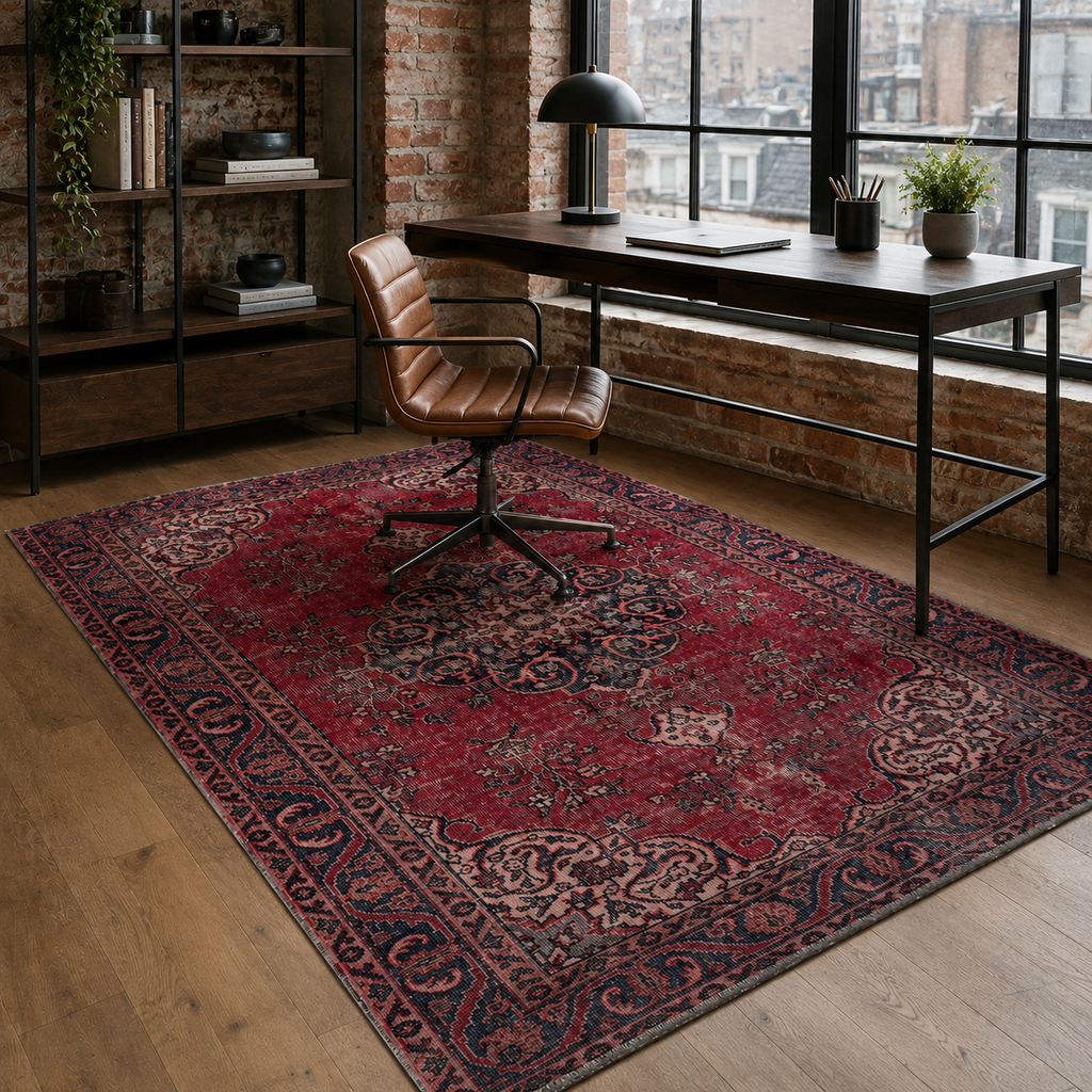 Tapis Vintage Bordeaux Lavable Lucie, vue 4