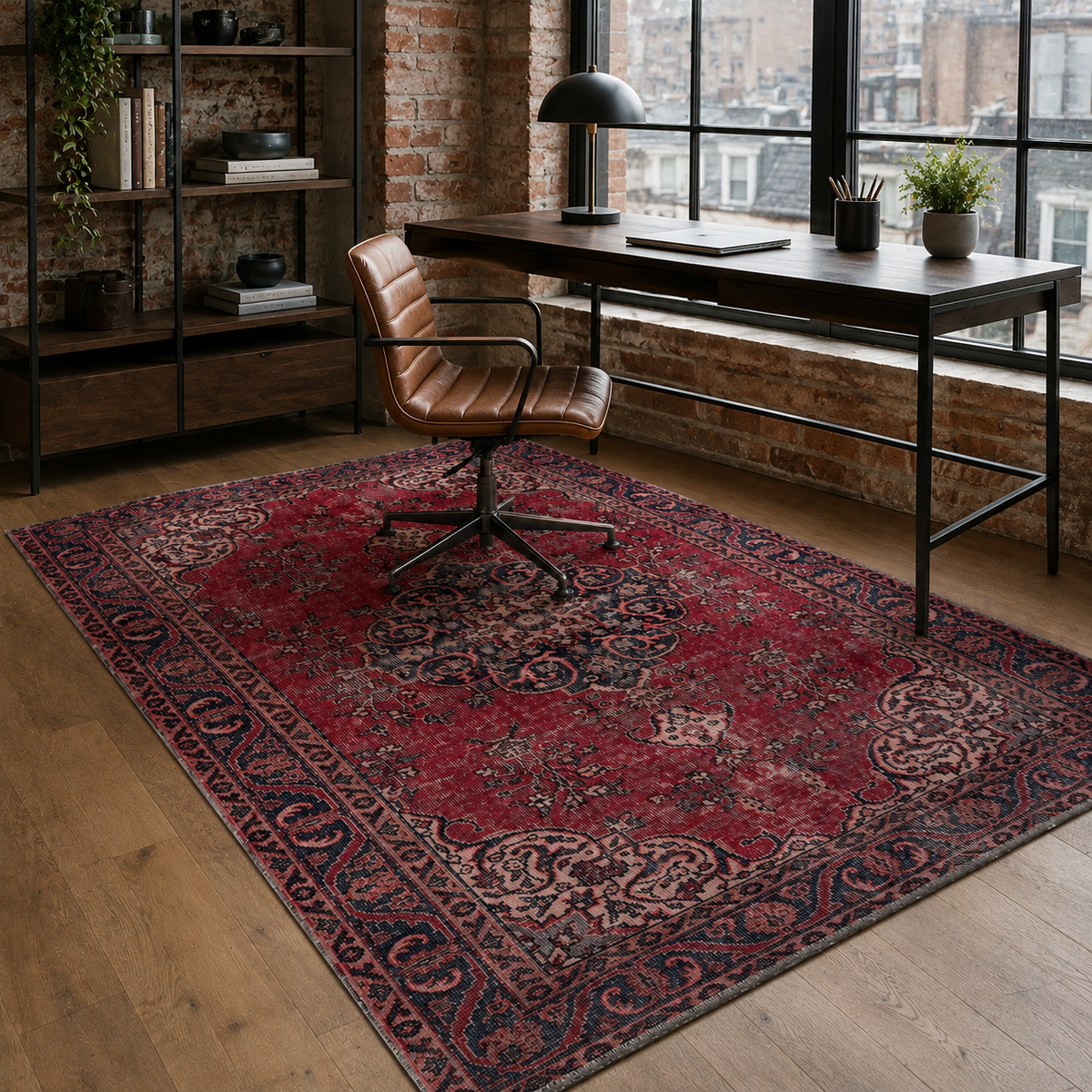 Tapis Vintage Bordeaux Lavable Lucie, vue 4