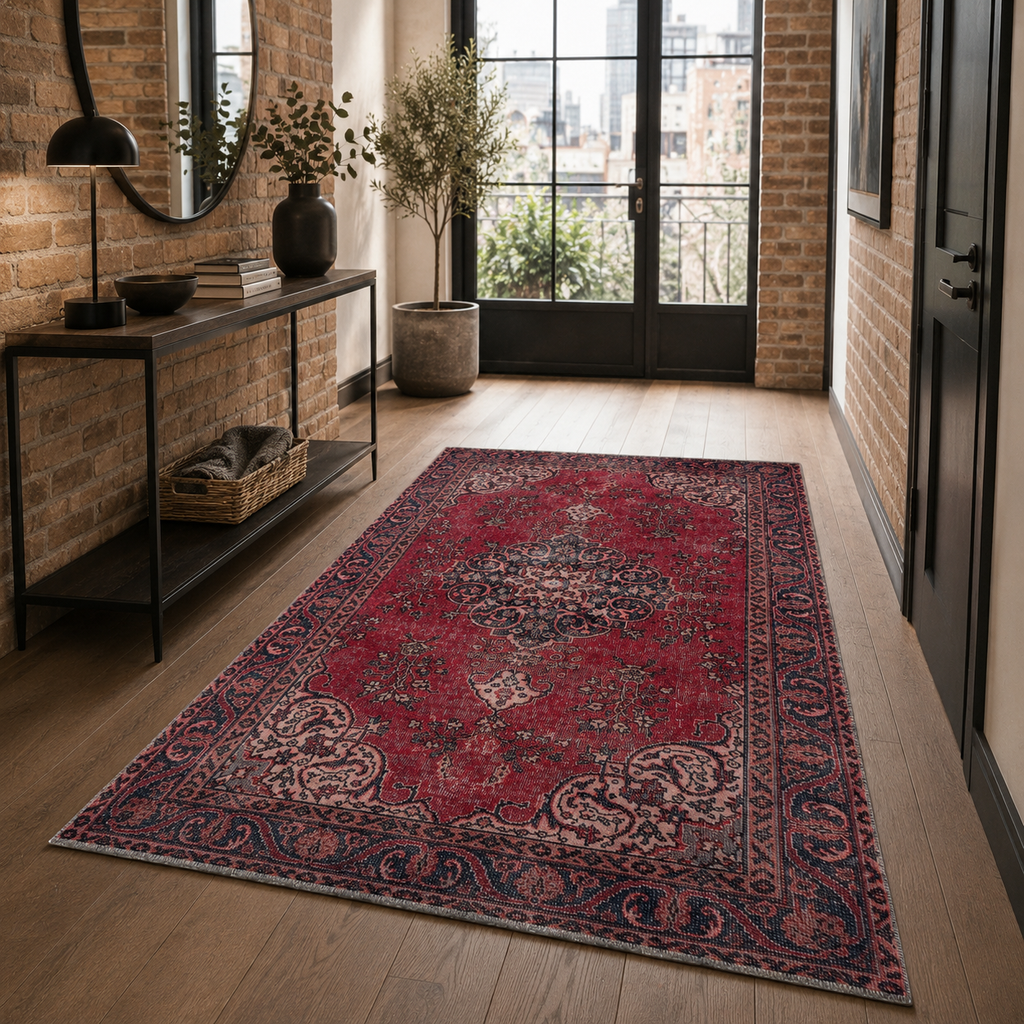 Tapis Vintage Bordeaux Lavable Lucie, vue 6