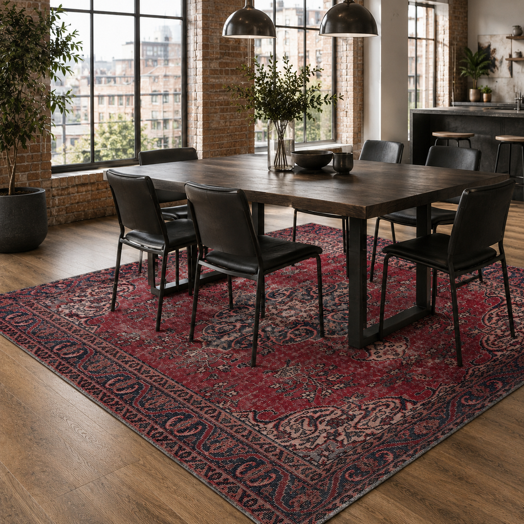 Tapis Vintage Bordeaux Lavable Lucie, vue 7