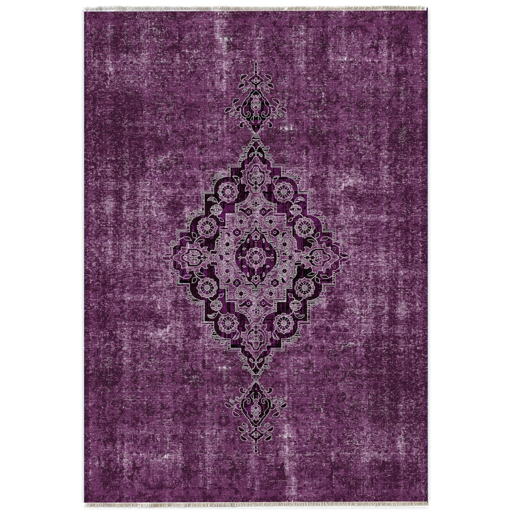 Détail du motif du tapis ethnique vintage gris lavable Alizée
