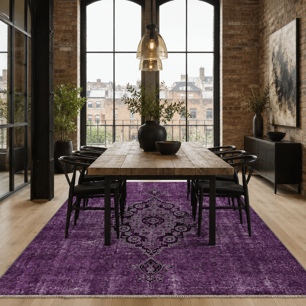 Tapis Ethnique Vintage Gris Lavable Alizée, vue 4