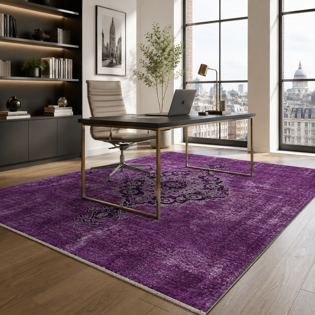 Tapis Ethnique Vintage Gris Lavable Alizée, vue 5