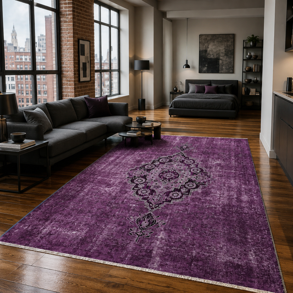 Tapis Ethnique Vintage Gris Lavable Alizée, vue 8
