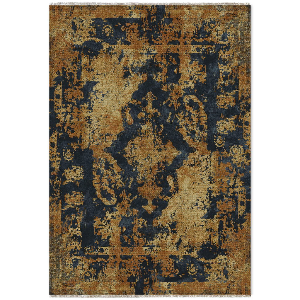 Détail du motif du tapis vintage gris lavable Carmen